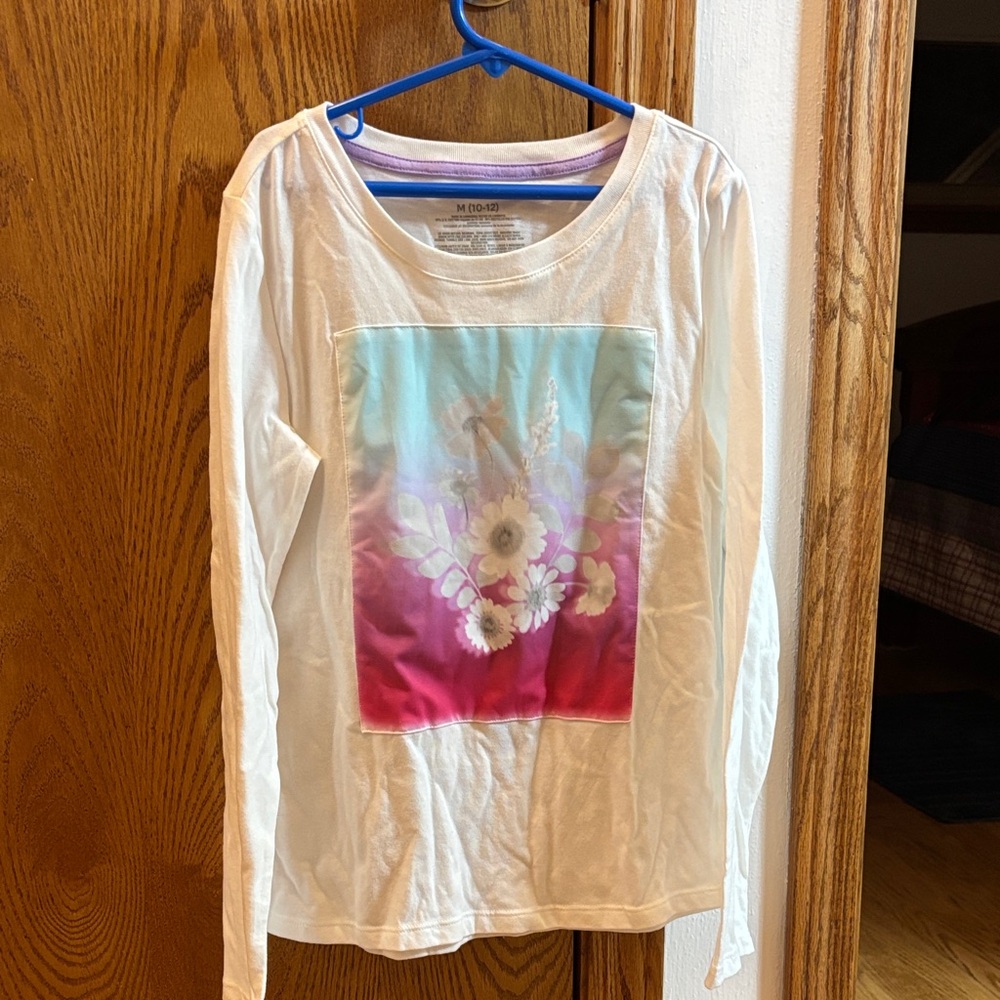 Epic Threads Long Sleeve Shirt - White with Floral Design
